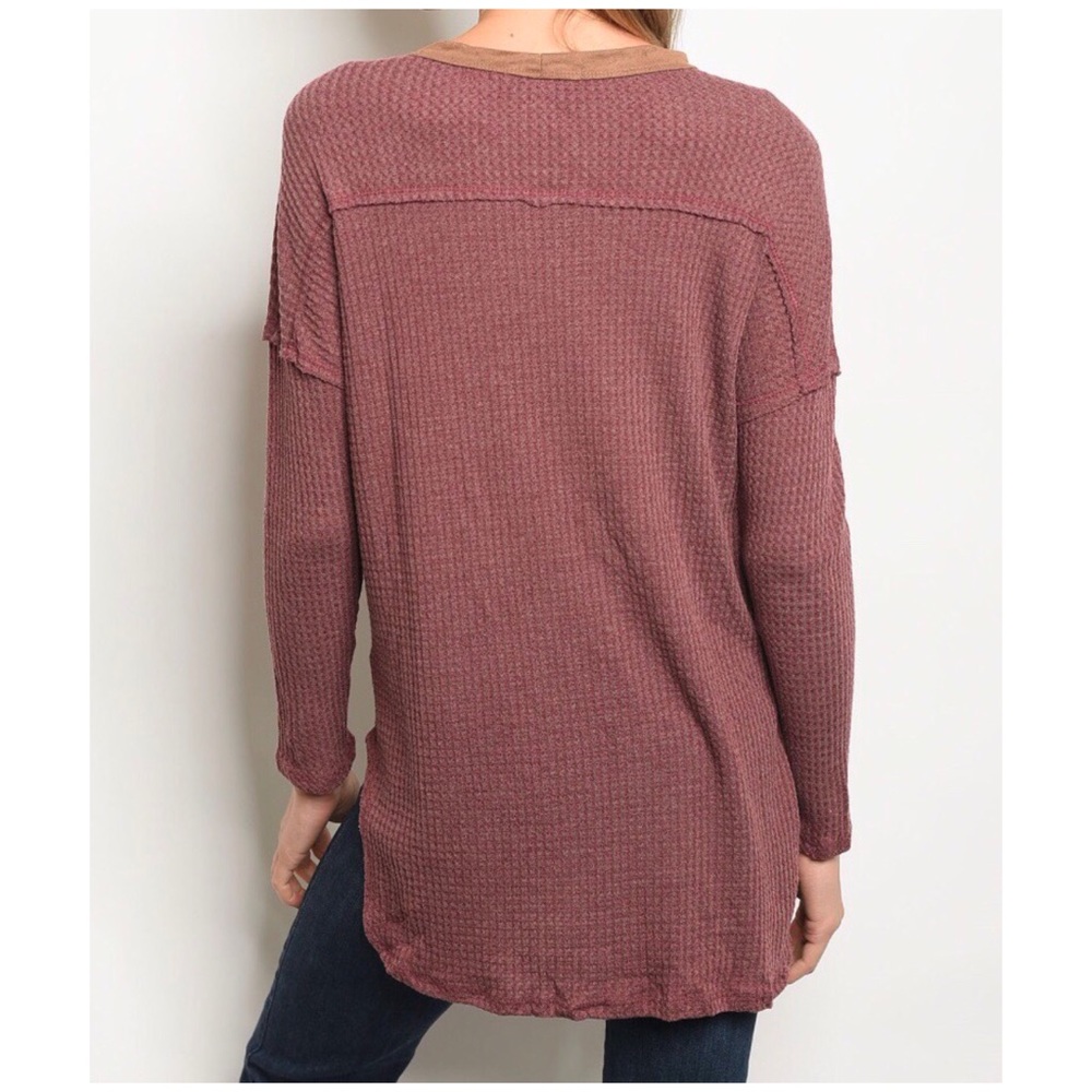 BURGUNDY WAFFLE TOP - Picture 4 of 9